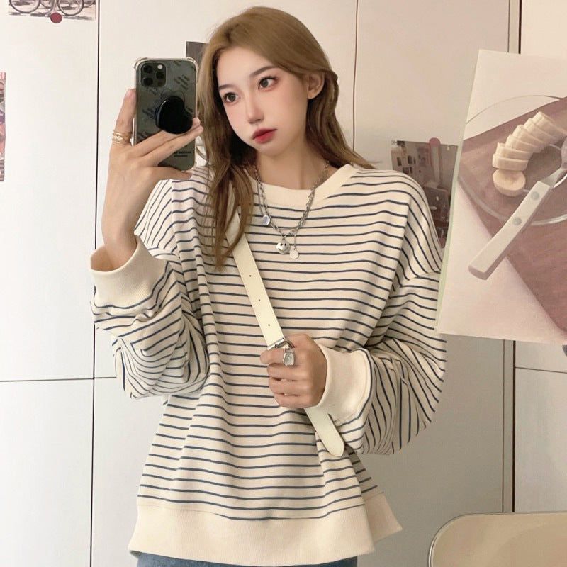 Korean Chic Striped Loose Pullover Sweater