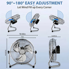 Industrial 3‑Speed Floor Fan with Adjustable Tilt – Heavy‑Duty Air Circulator