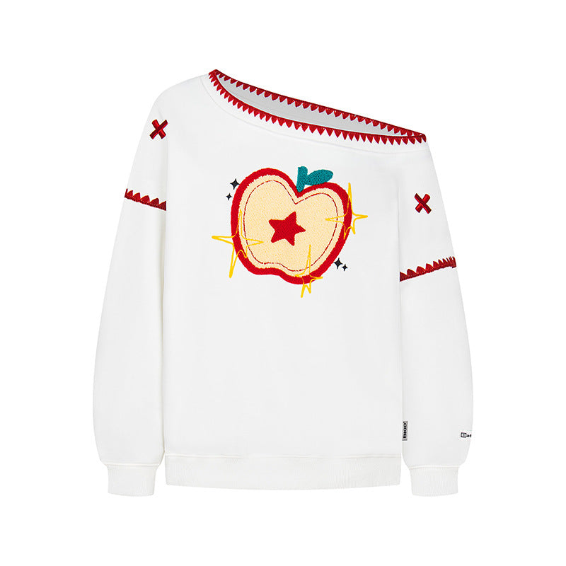 American-style High-street Vintage New One-shoulder Sweatshirt for Women