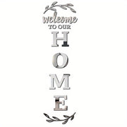 Welcome to Our Home 3D Acrylic Mirror Wall Stickers - Boho Style, Self-Adhesive Reflective Decals with Elegant Beige & White Laurel Wreath Design for Living Room, Bedroom, Bathroom Decor, Bedroom…