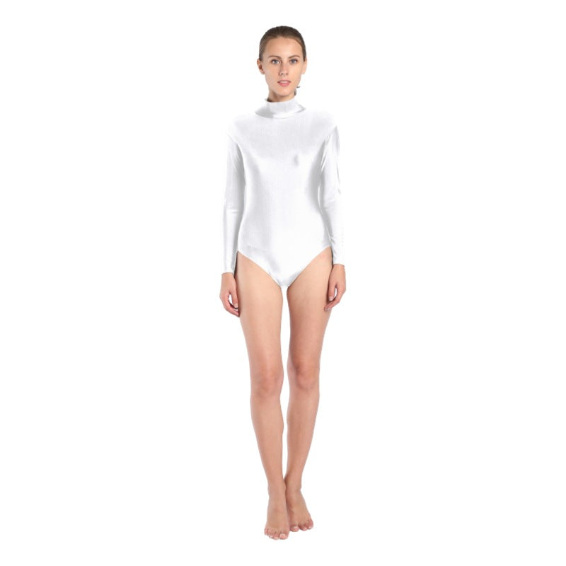 Women's Short Small Turtleneck Dancing Dress Back Zipper Tights