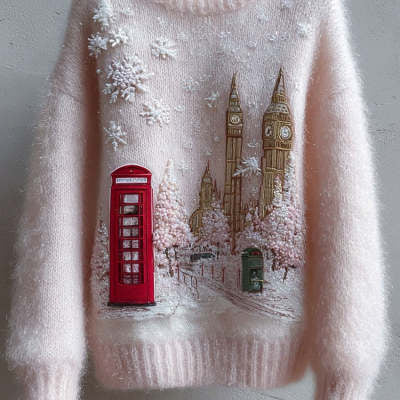 Womens Soft Fluffy Christmas Tree Sweater