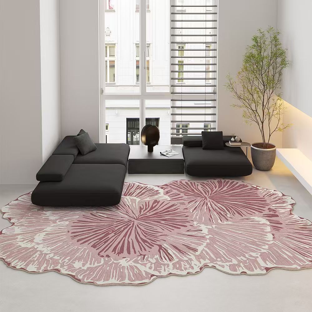 Living Room Rug Pink Shaped Cashmere Like Foot Mat