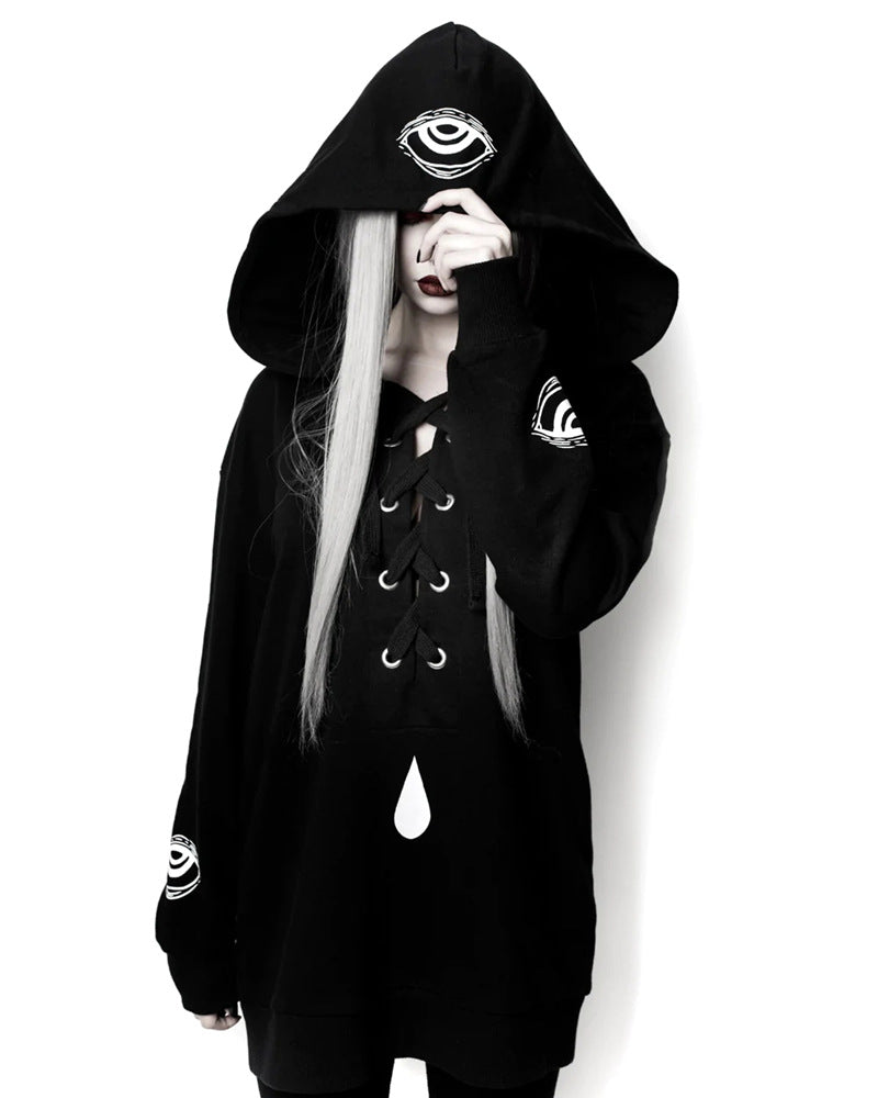 Women's Punk Print Oversized Long Sleeve Sweatshirt