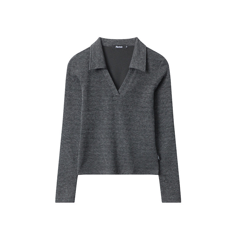 Women's Slimming Long-Sleeve Polo Collar Top