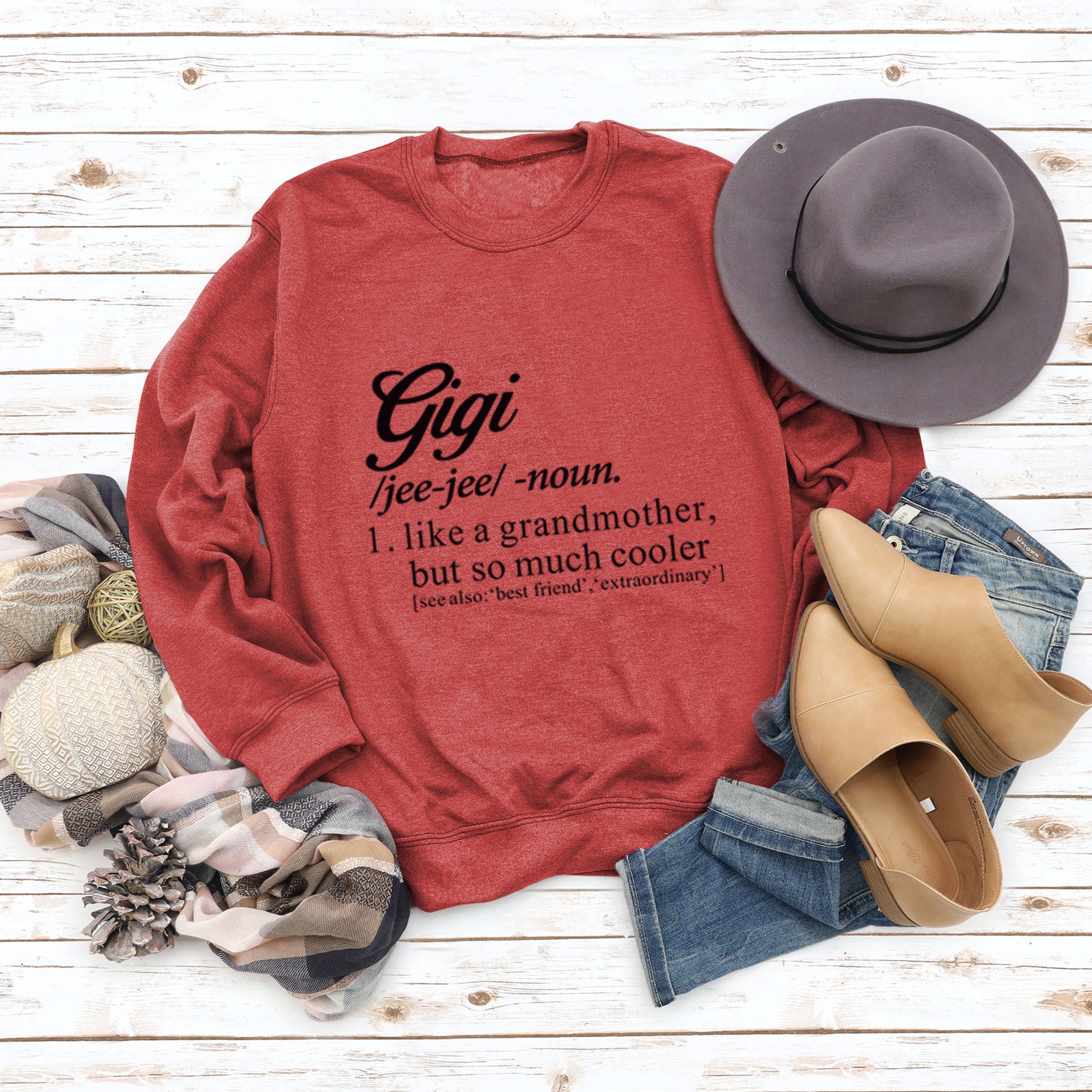 Women's Oversized Letter Print Long Sleeve Crewneck Sweater