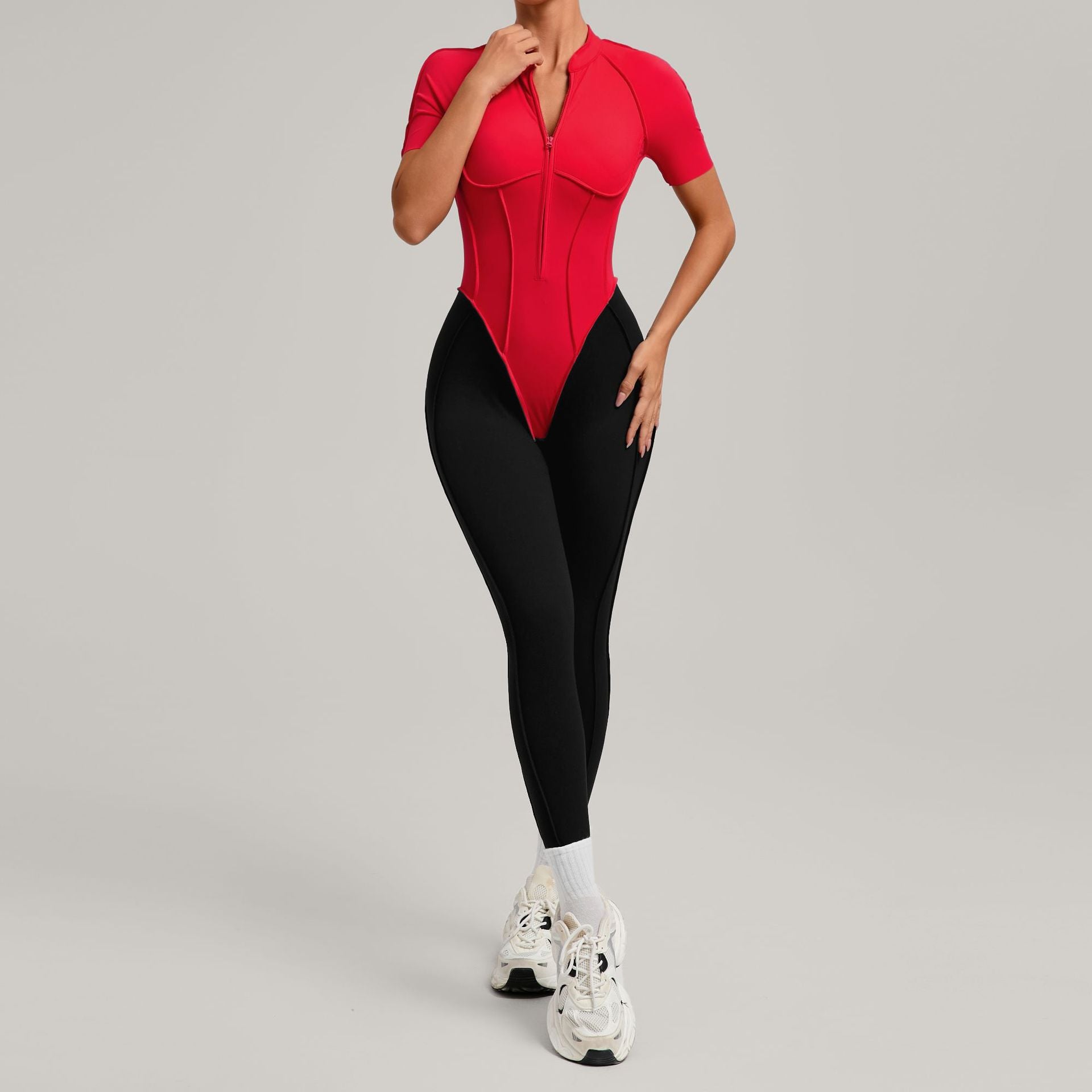 Color Block Athletic Yoga Jumpsuit for Women