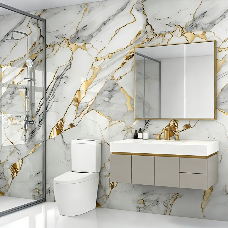 Self-adhesive imitation marble wall stickers for quick room refresh