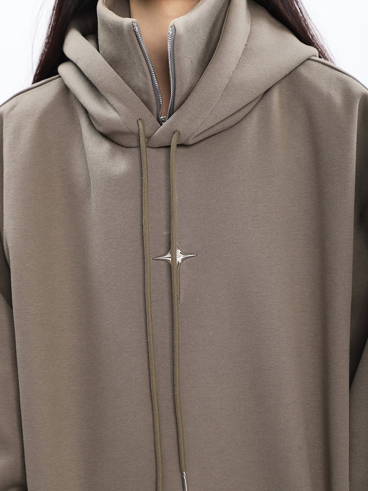 Edgy Metal Hooded Sweatshirt - Cozy Loose Fit Hoodie
