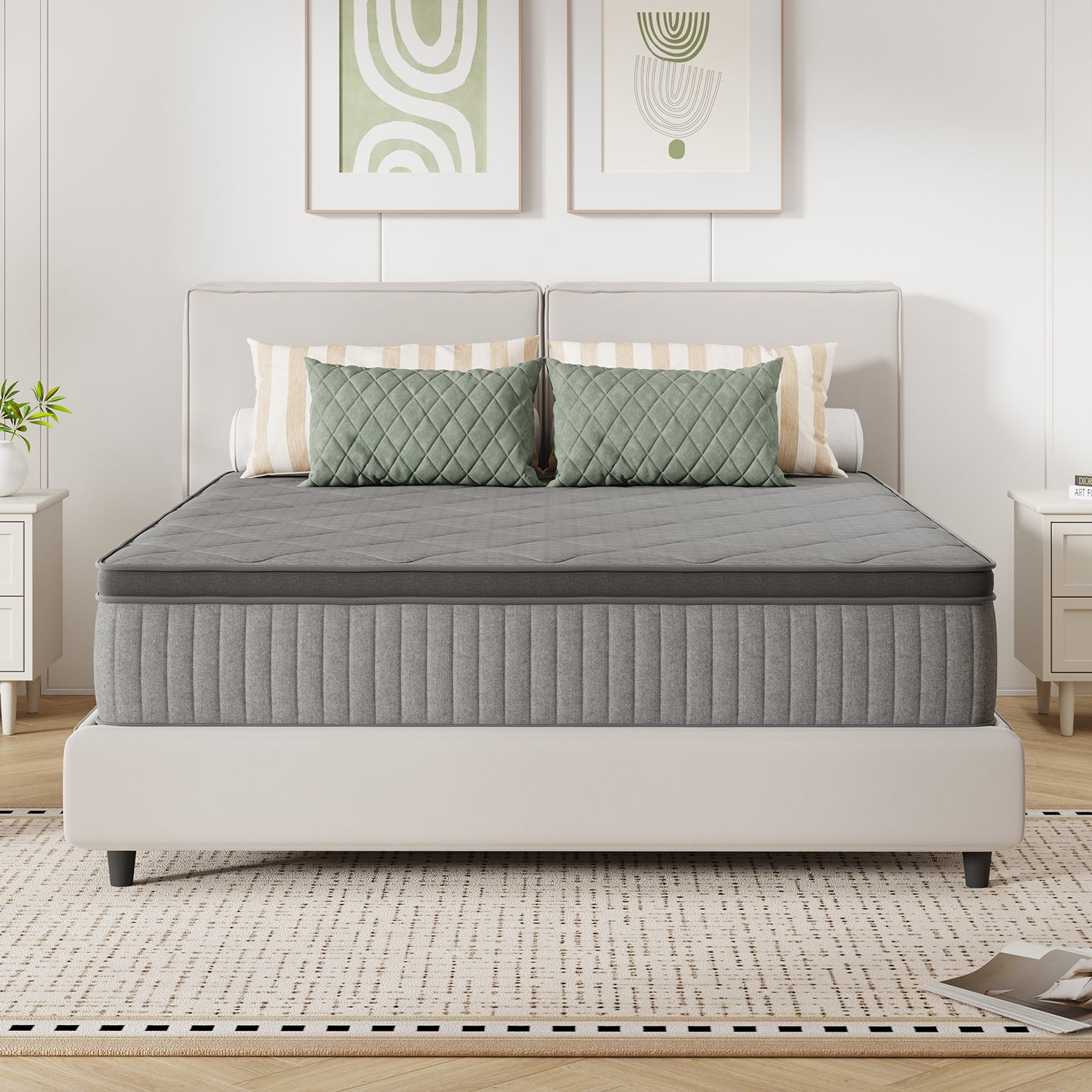 SweetNight 6/8/10/12/14 inch Memory Foam Hybrid Mattress With Pocket Springs, Twin Xl, Full, Queen, King, Sizes In A Box, Medium Firm, Mattresses For Support Comfort, Fiberglass-Free