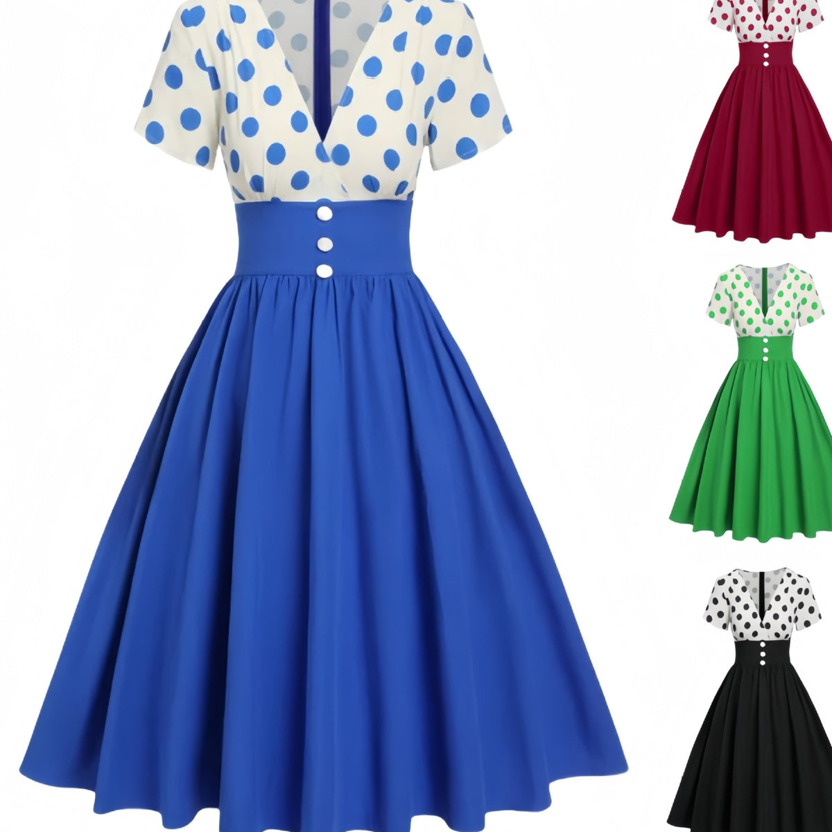 Casual and Stylish Polka-dot Patchwork Dress