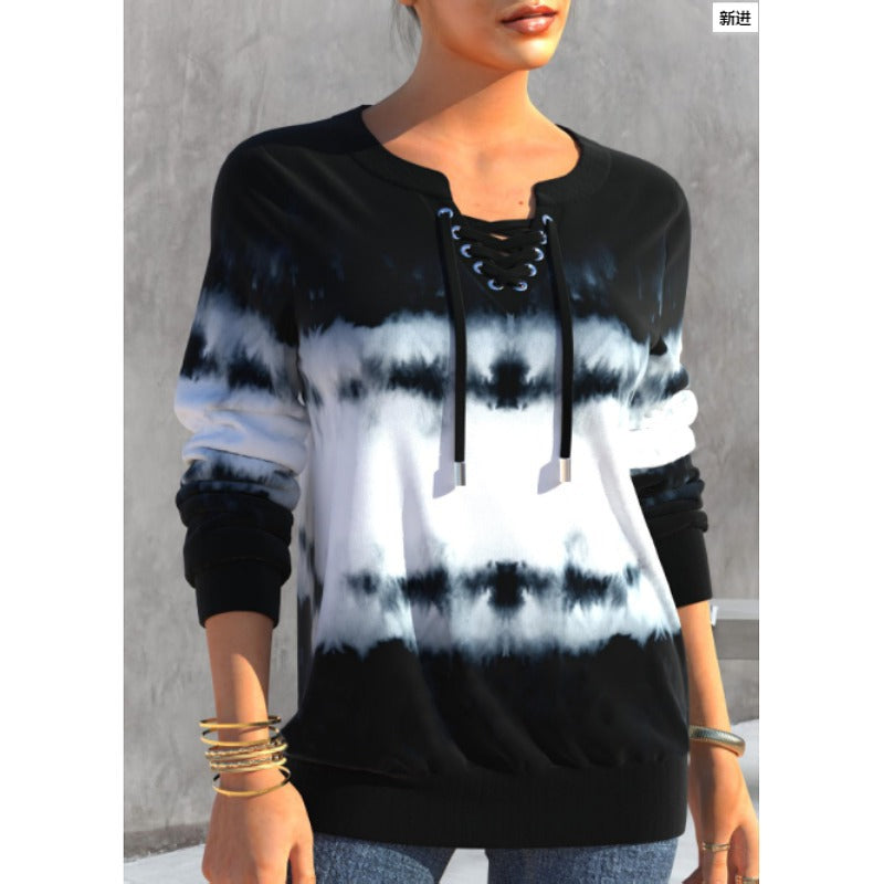 Gradient Print Loose Long Sleeve Fashion Sweater