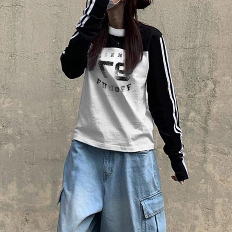 Chic Colorblock Striped Stand Collar Streetwear Sweatshirt
