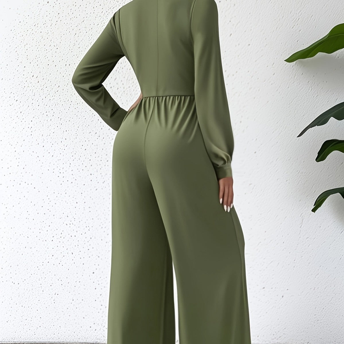 Elegant V-Neck Cross-Tie Waist Jumpsuit for Women