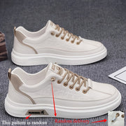 Men's Breathable White Sneakers with Thick Sole – Trendy Casual Sports Shoes
