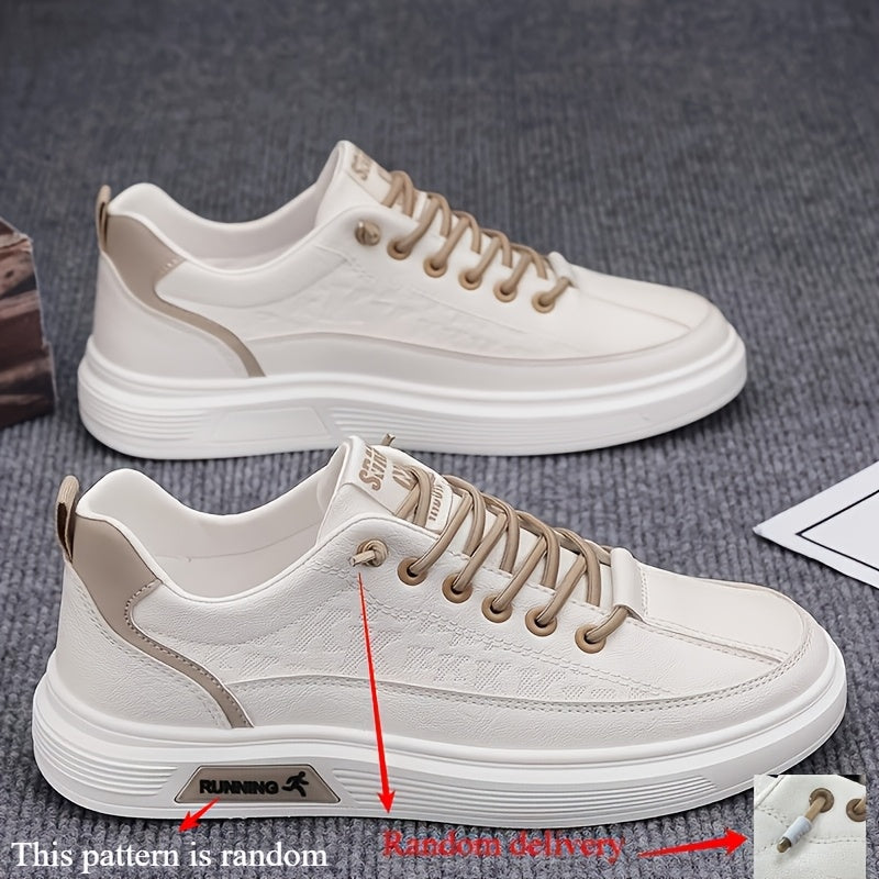 Men's Breathable White Sneakers with Thick Sole – Trendy Casual Sports Shoes