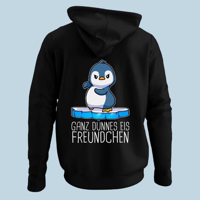 Cute Penguin Print Korean Oversized Hooded Sweatshirt