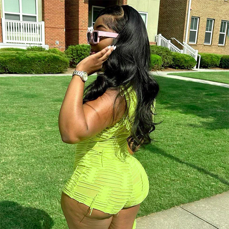 Women's Fashion Solid Color Casual Zipper Sleeveless Jumpsuit