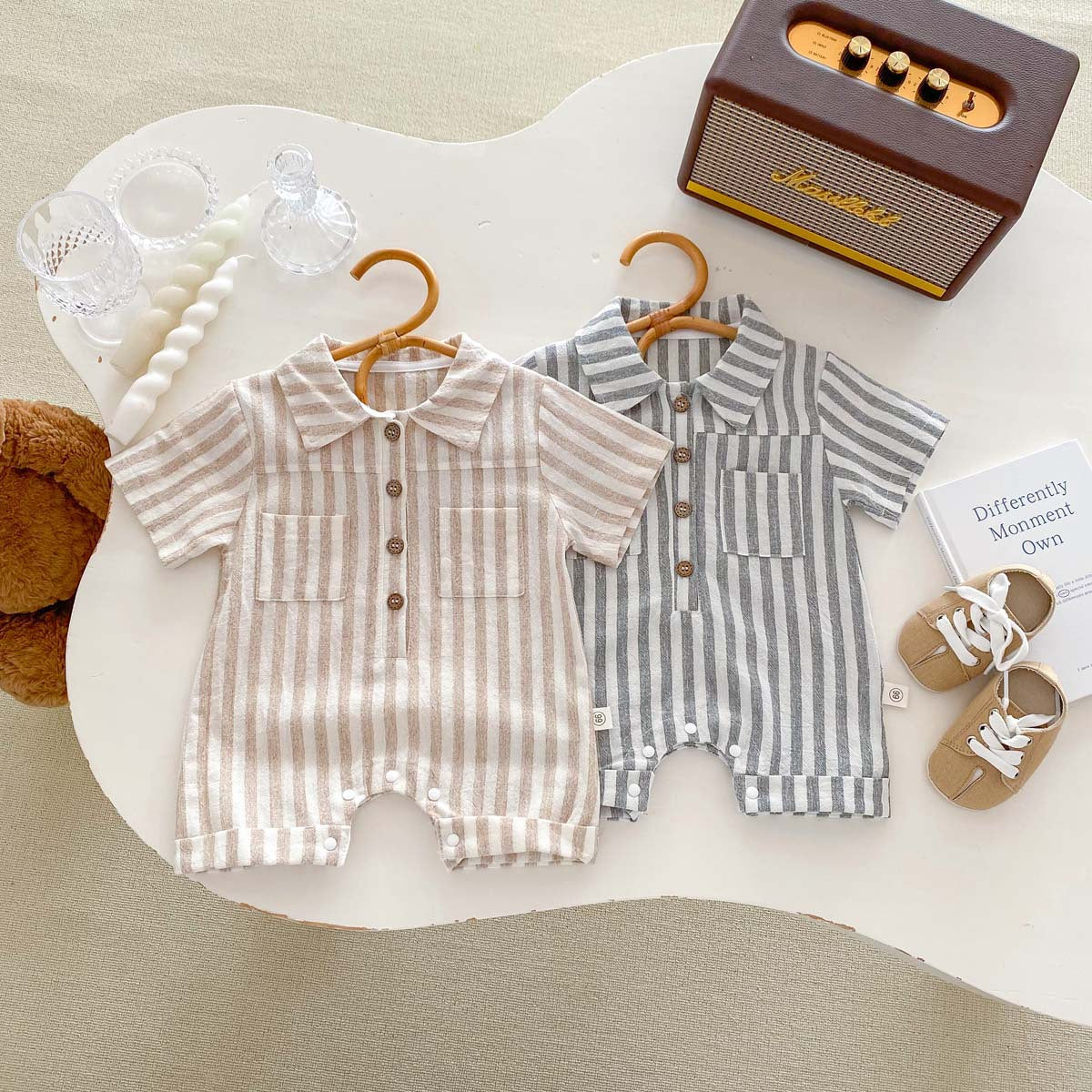Summer Baby Thin Short-sleeved Casual Jumpsuit