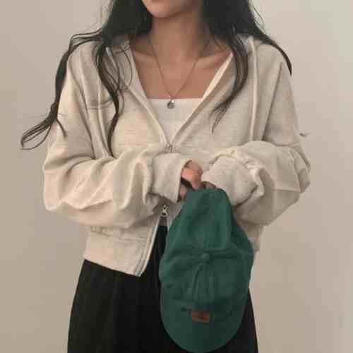Chic Hooded Zipper Long Sleeve Sweater Coat