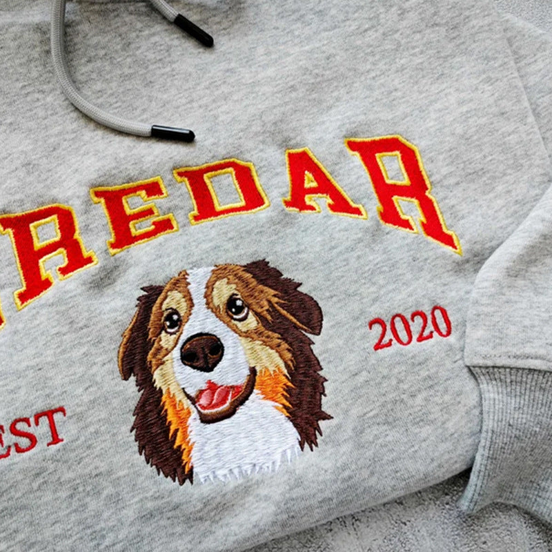 Custom Embroidered Pet Portrait Cozy Hoodie