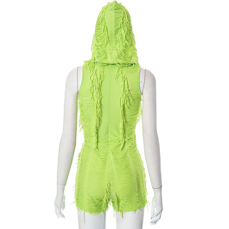 Women's Fashion Solid Color Casual Zipper Sleeveless Jumpsuit
