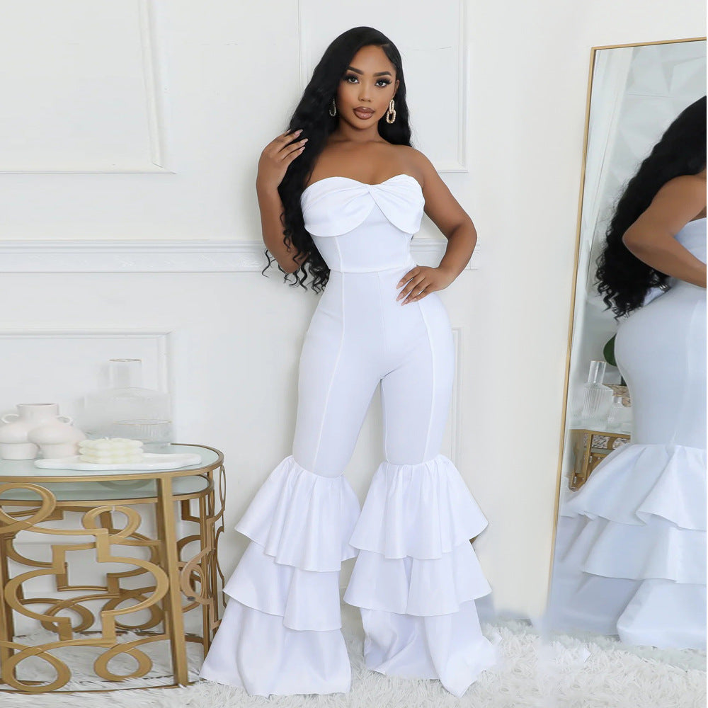 Chic Strapless Pleated Wide-Leg Jumpsuit