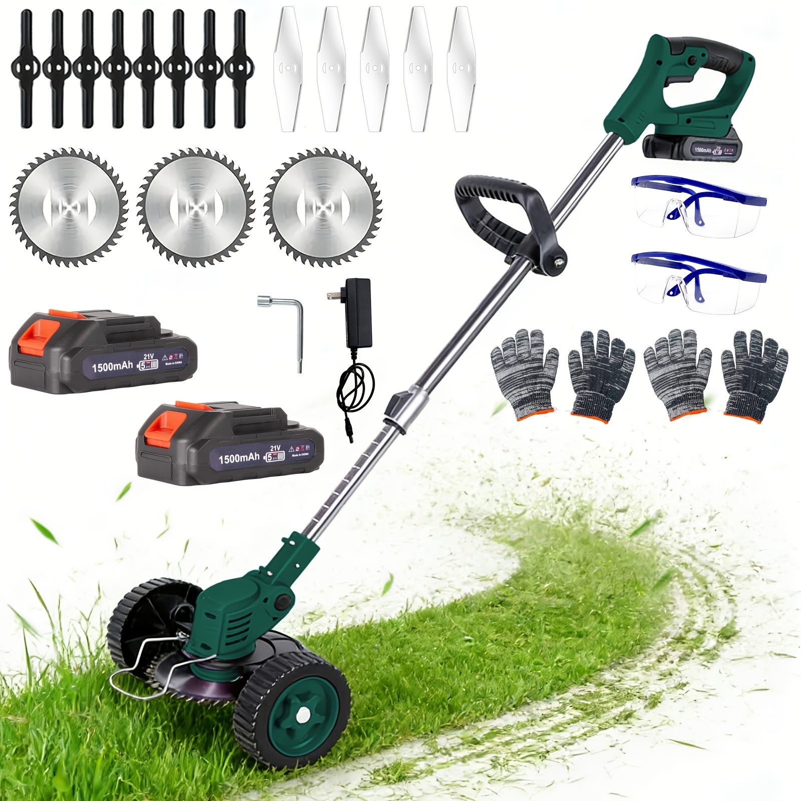 Compact Portable Electric Lawn Mower with Lithium‑Ion Battery and Multi‑Blade Weed Trimmer – All‑in‑One Garden Tool
