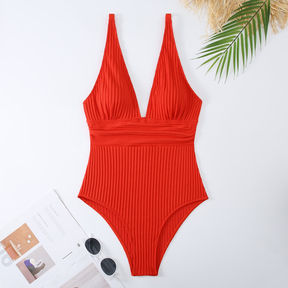 Women's Solid Lace-Up Slim Fit One-Piece Swimsuit