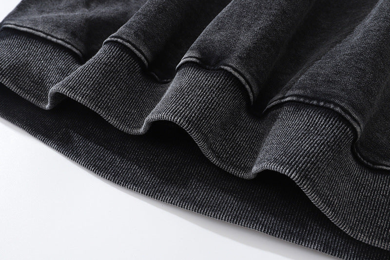 Retro Loose Hip Hop Hooded Terry Sweater for Streetwear