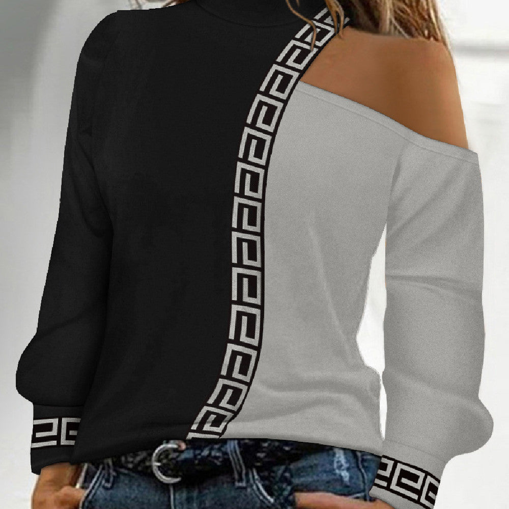 Women's Casual Long Sleeve Bronzing Crew Neck Tee
