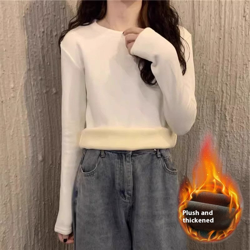 Women's Plus Velvet Loose Mid-Length Thermal T-Shirt