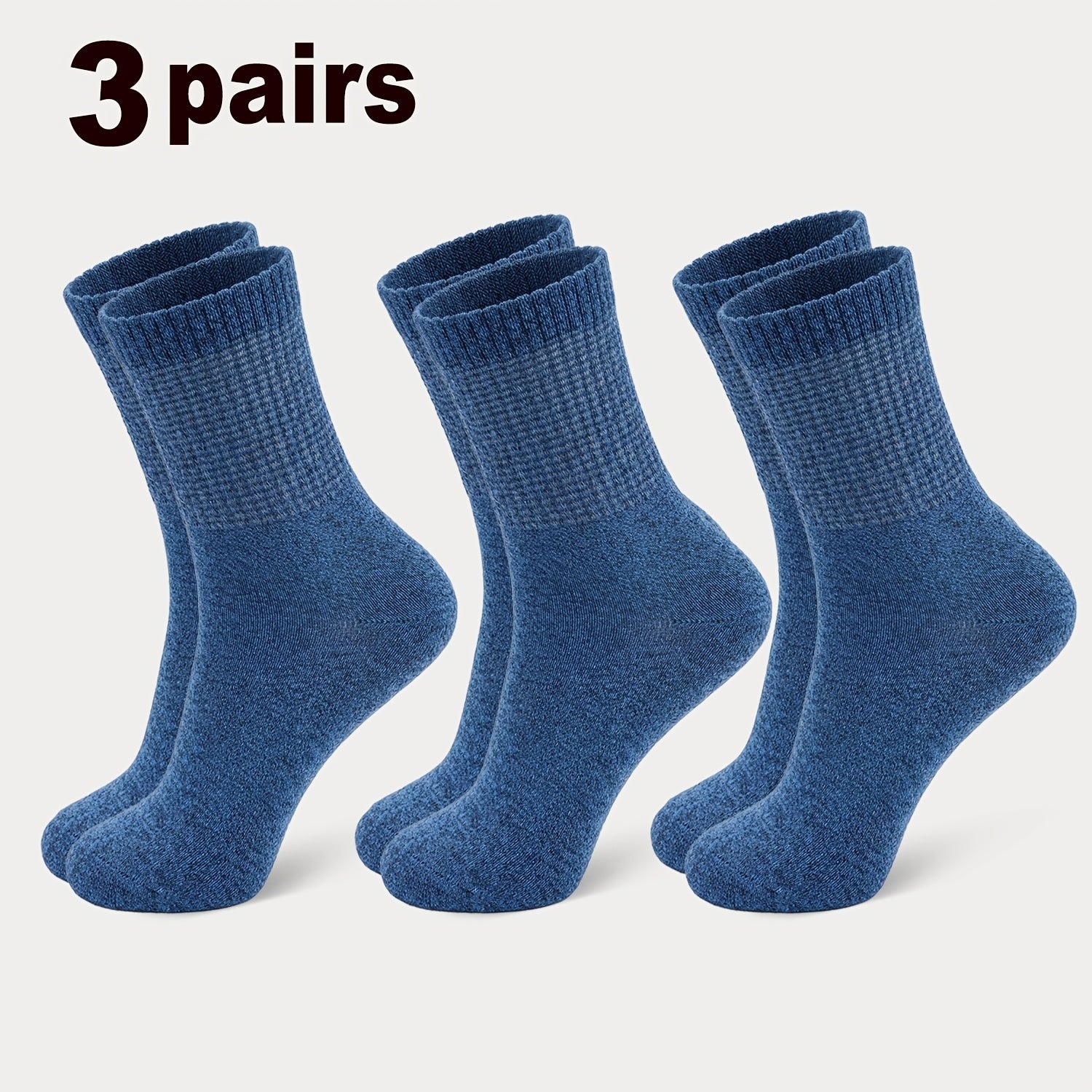 3-Pair Anti-Edema Mid-Calf Socks for Middle-Aged and Elderly