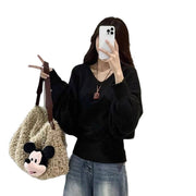 Lazy Style V-neck Batwing Sleeve Knitwear Women's Autumn and Winter