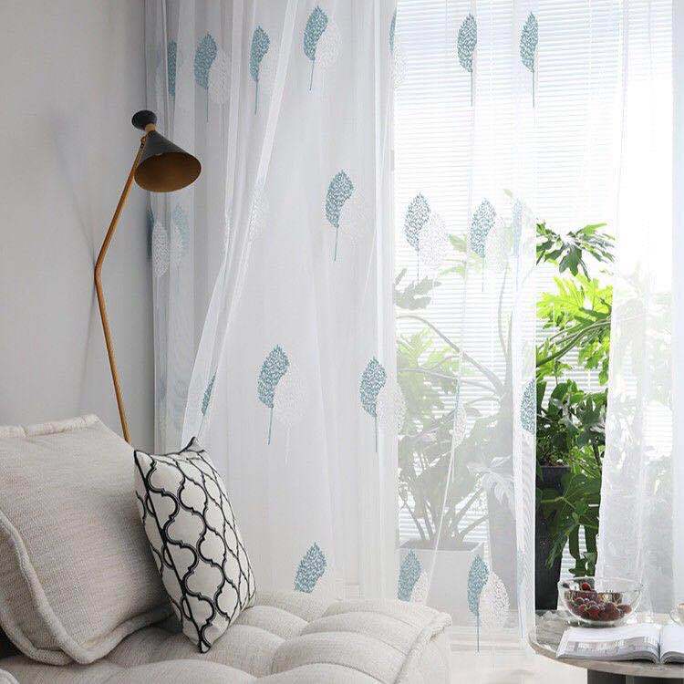 Modern Simple Embroidered Curtain and Window Screen
