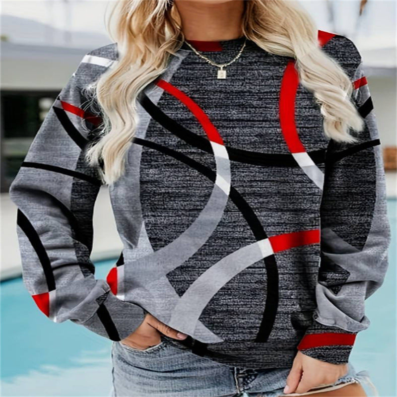 Plus Size Casual Printed Long Sleeve Sweatshirt