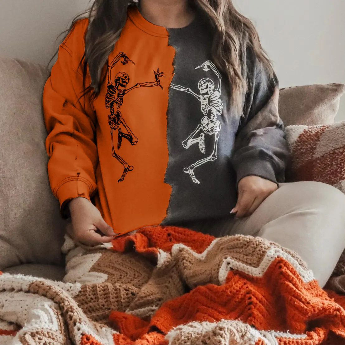 Colorblock Loose Women's Trendy Streetwear Hoodie