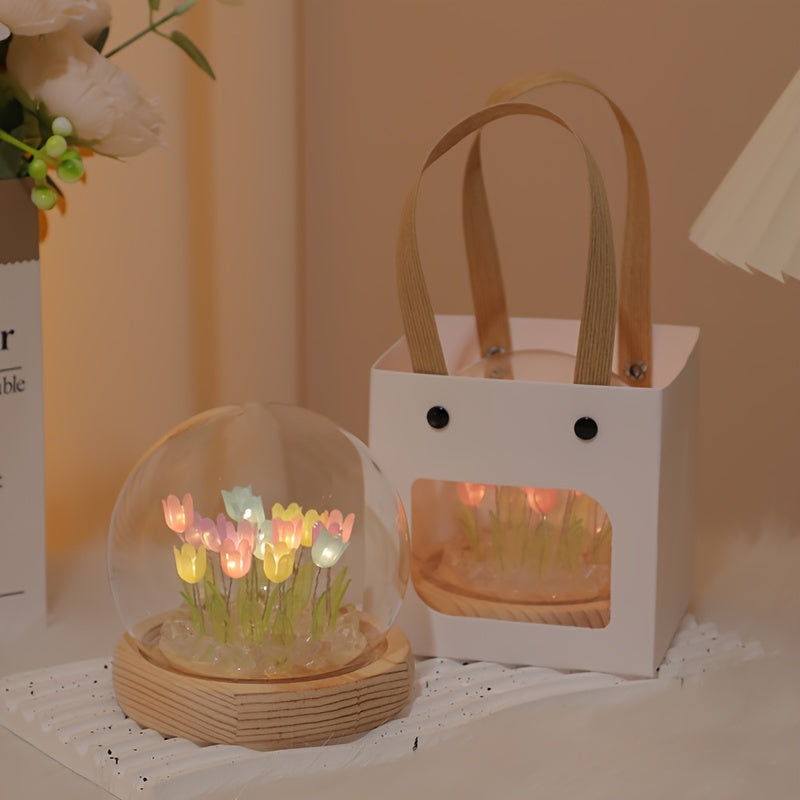 Christmas Gift 10 Flowers Tulip Night Light Finished Bedroom Room Decoration Luminous Desktop Small Ornament Creative Birthday Gift for Girlfriend Girls Valentine's Day, Best for Christmas, Perfect…