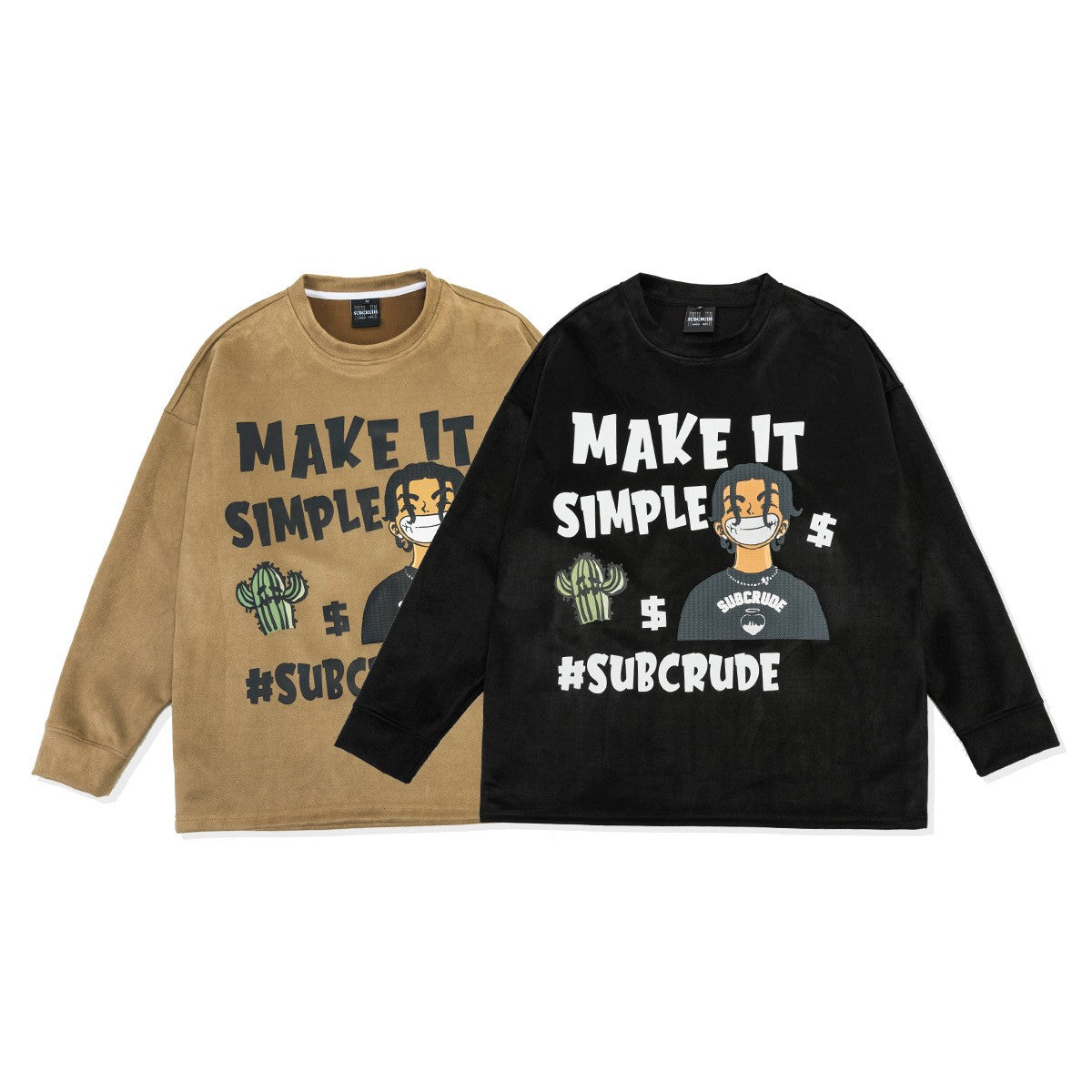 European And American Brand Retro Portrait Letter Printing Round Neck Long Sleeve
