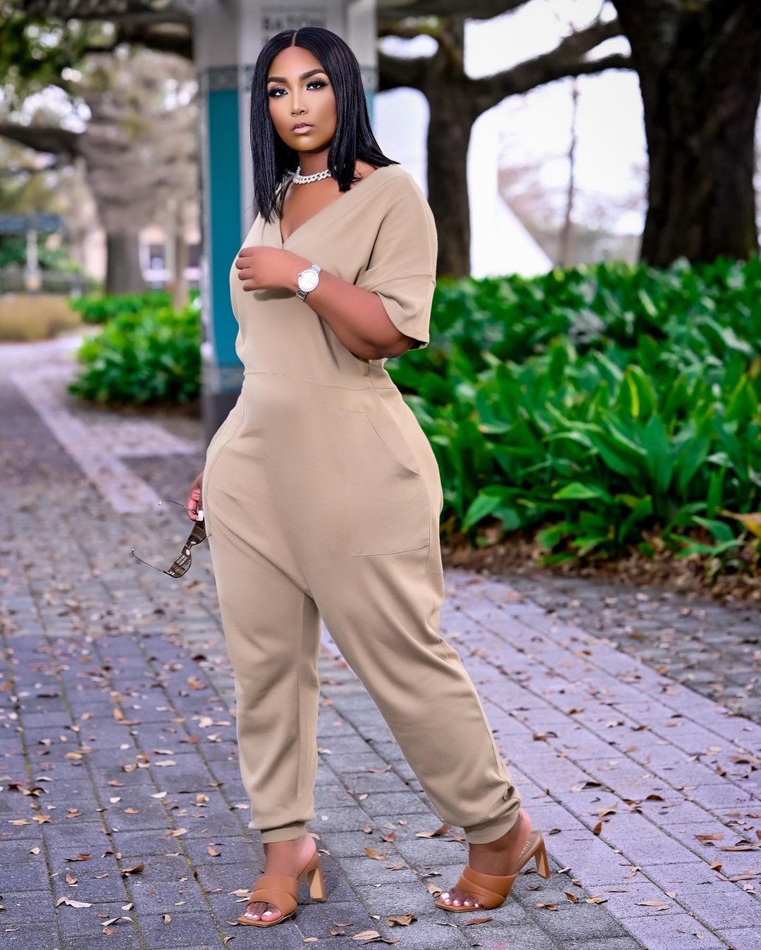 Chic Solid Color Casual Streetwear Jumpsuit for Women