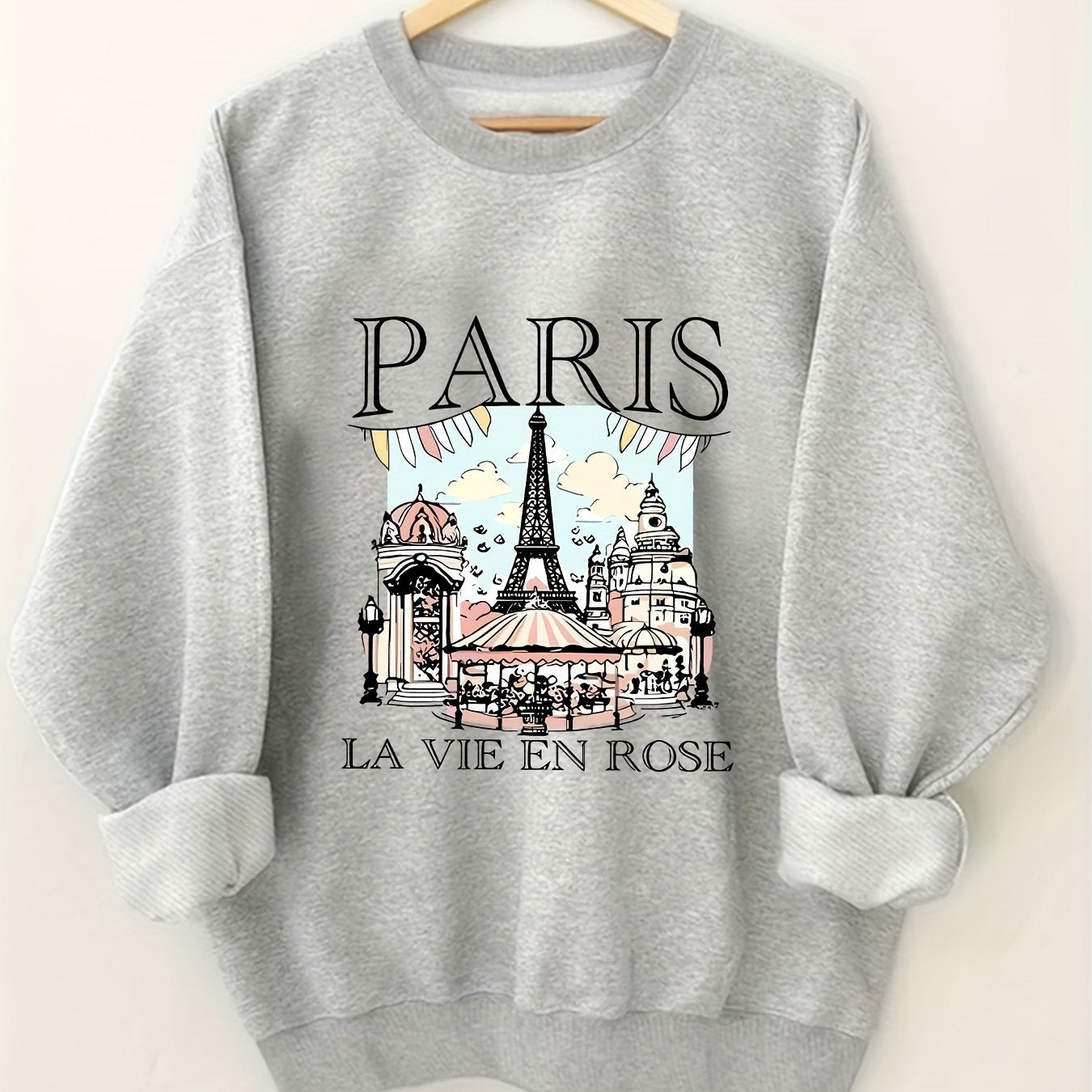 Plus Size Round Neck Letter Print Sweatshirt