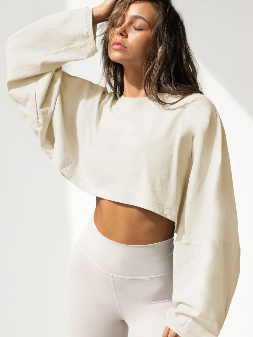 Women's Knit Sporty Long-Sleeve Pullover T-Shirt
