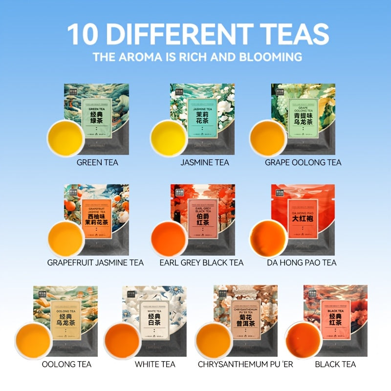 Mixed Tea Collection with Black, Green, and Herbal Tea Bags, 100 Sachets