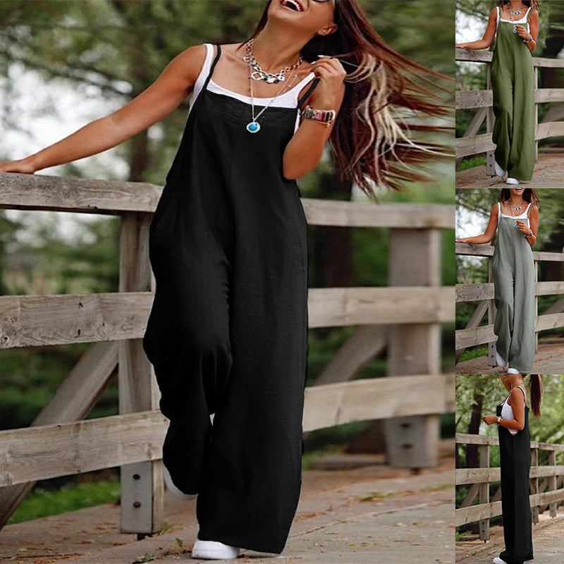 Women's Casual Wide-Leg Pocket Jumpsuit