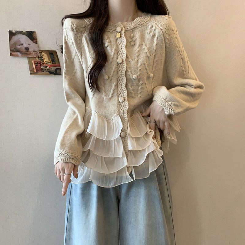 Womens Springfall Plus-size Cardigan Sweater Slimming Tummy-blurring