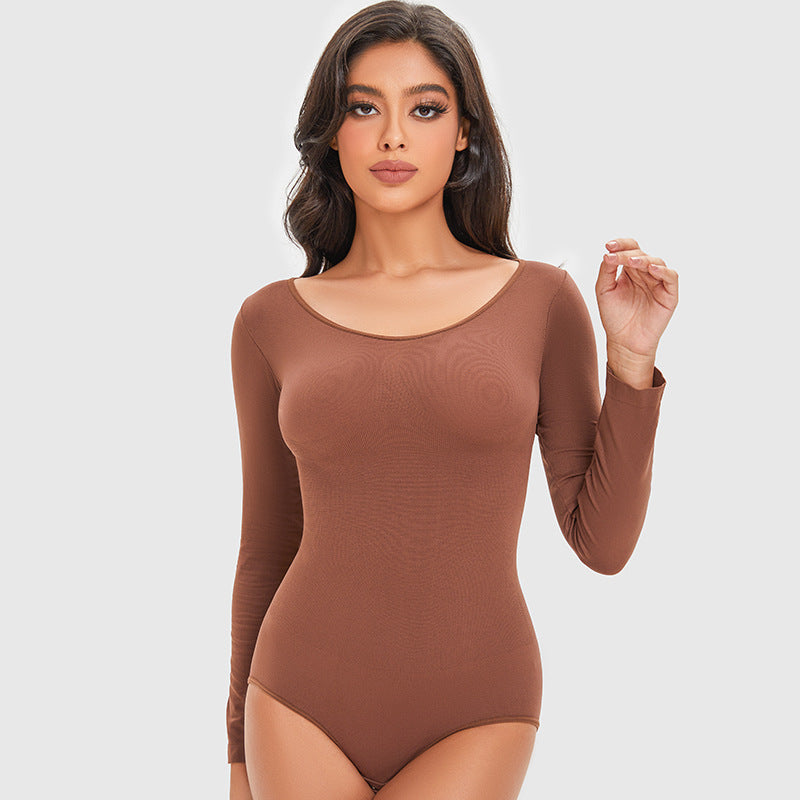 Seamless Long-Sleeve Tummy Control Shapewear Bodysuit