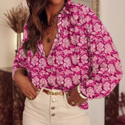 New Casual And Stylish Loose-fit V-neck Printed Long-sleeve Shirt