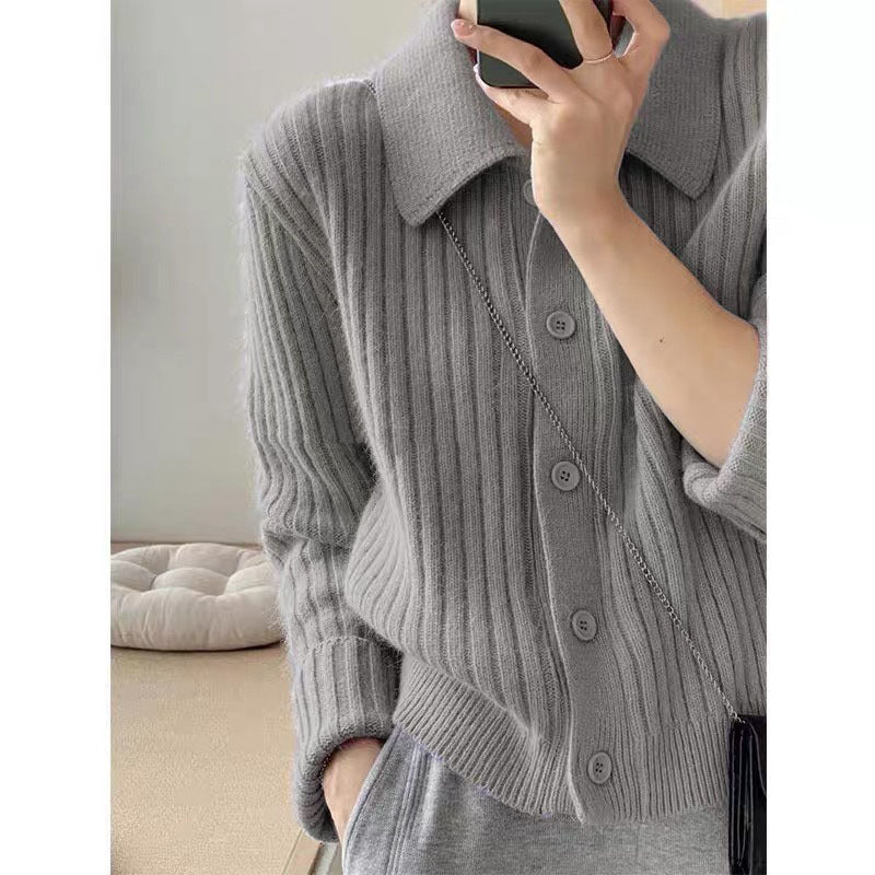 Autumn Designer Lapel Cardigan Womens Sweater