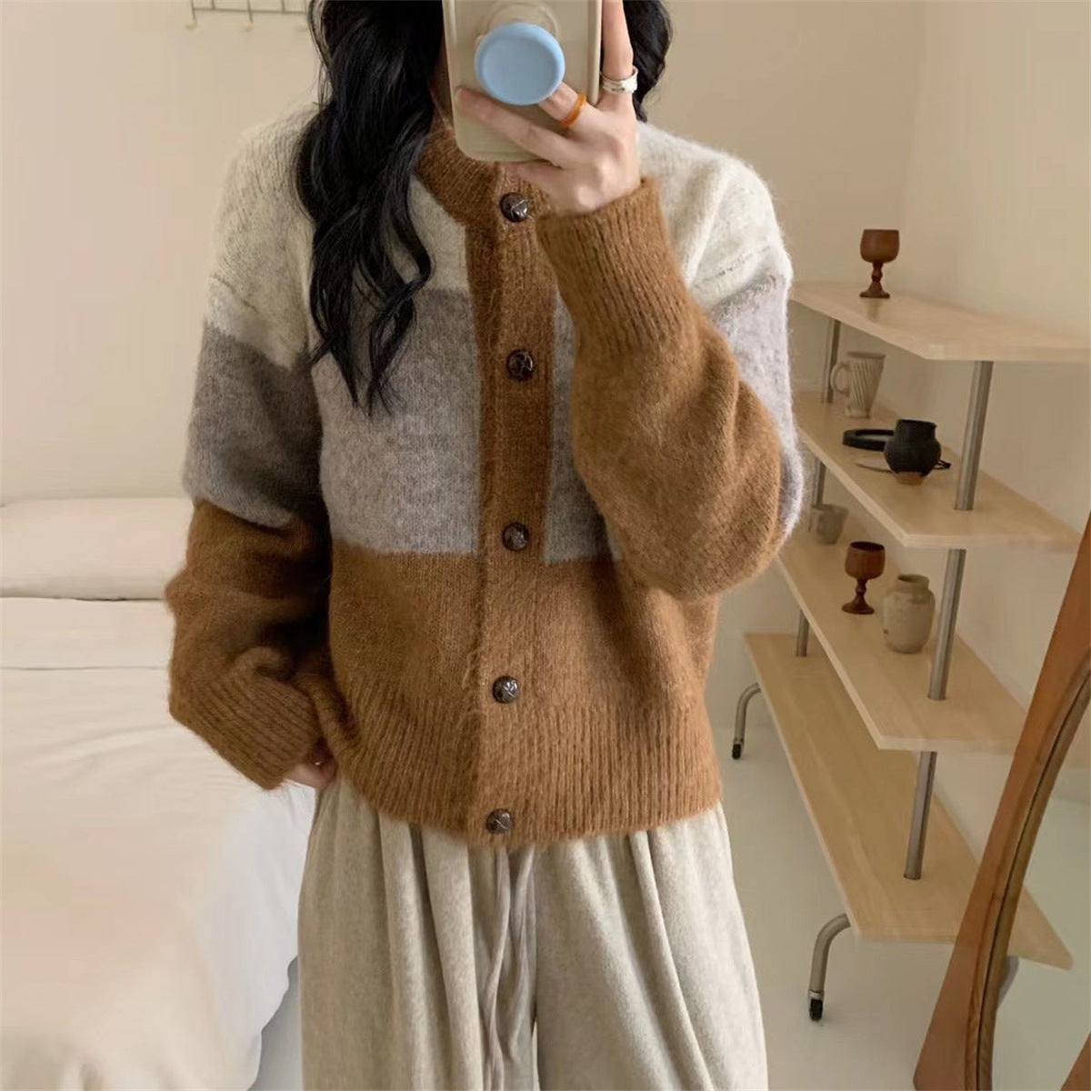 Retro Lazy Style Design Sense All-matching Knitted Sweater