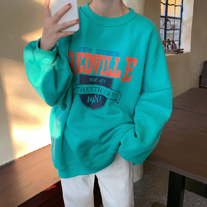 Women's Lightweight Letter Print Long Sleeve Sweatshirt